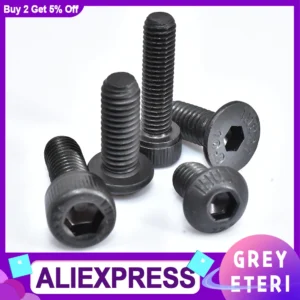 15-100PCS Carbon Steel Hexagon Socket Screws Countersunk /Round / Cup Head Black Hex Socket Machine Bolt Screw M2 M2.5 M3 M4