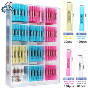 80/130/220/350PCS/Box Waterproof Seal Heat Shrink Butt Connectors Electrical Wire Splice Cable Crimp Terminals Connectors Kit