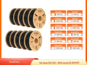 ELEGOO PLA Plus 10kg Filament 1.75mm Black 3D Printing Material Dimensional Accuracy +/- 0.02 mm Fits Most FDM 3D Printers