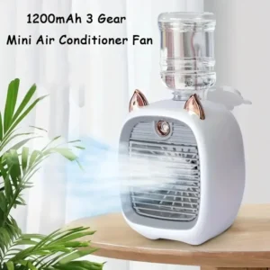 TINSOL USB Mini Air Conditioning Fan, Humidifier Desktop Fan Spray Electric, 1200mAh, Three Gear Air Conditioning, Cooling Fan