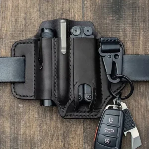 Outdoor Hunting Multi Tool Leather Bag, Portable Tool Storage Bag Leather Cover, Outdoor Camping Waist Leather Bag