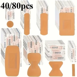 40pcs Waterproof & Breathable PE Soft Rubber Bandages Multi-Size (Finger, Wrist, Knuckle) for Versatile Wound Care Breathable
