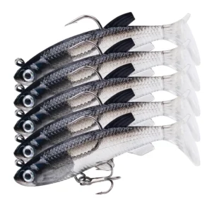 1pc Soft Bait Rubber Fishing Lure 75mm 85mm Artificial Sinking Swimbait Curly T Tail Jig Head Fishing Tackle Goods For Bass Pike