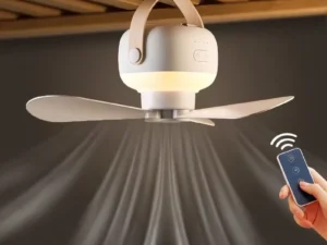 Portable wireless mini ceiling fan light USB fan with remote control, stand, night light, home, outdoor, camping, New Year gifts