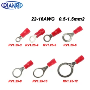 10pcs 100pcs 50pcs red RV1.25- 3 4 5 6 8 10 12 Ring Insulated Wire Connector Electrical Crimp Terminal Cable Wire Connector AWG