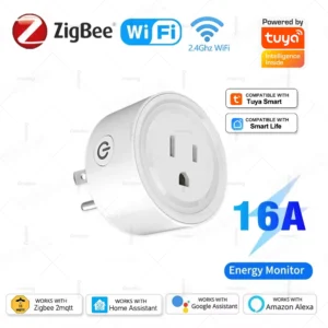 Tuya WiFi Or Zigbee Smart Socket US Plug 16A With Power Monitoring Timing Function WiFi Outlets Works With Alexa Home Assistant
