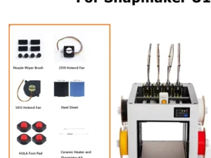 For Snapmaker U1 3D Printer Accessories 2510/5015 Fan Foot Pads Top Cover Steel Sheet Ceramic Heater and Thermistor Kit