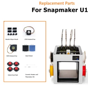 For Snapmaker U1 3D Printer Accessories 2510/5015 Fan Foot Pads Top Cover Steel Sheet Ceramic Heater and Thermistor Kit