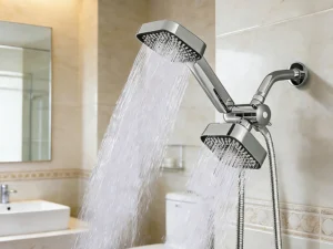A High-Flow Large Nozzle and Handheld Shower Head,Two-In-One Shower Set,Shower Long Hose and T-Shaped Valve-Durable Abs Material,Wall-Mounted, Square Design,Suitable for Bathroom UpgradesThree-Way Water Distributor Bathroom