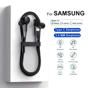 Type C Wired Earphone For Samsung Galaxy S23 S21 S22 Ultra Plus 3.5 mm Earbuds Headphones A54 A34 A53 A53 Accessories