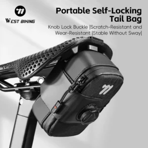 WEST BIKING Mini Bicycle Saddle Bag Knob Self-locking Portable Cycling Tail Bag Tool Storage Bag MTB Road Bike Accessories
