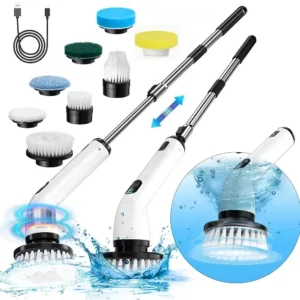 9-in-1 Electric Rotating Cleaning Brush with Telescopic Handle 8 Brush Heads USB Rechargeable for Home Car Christmas Gift