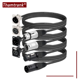 D Type 3Pins Male/Female XLR Panel Mount to Male/Female Connector Pass Through Audio Extension Cable for Stage Lighting Mixer