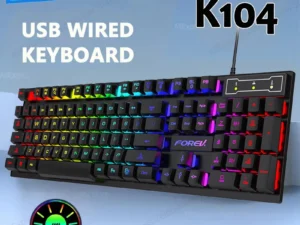 104 Keys Mechanical Feel Keyboard Wired Gaming Keyboard for Laptop PC Ergonomics RGB Backlit 61Key Cyan Axis Keycaps Keyboard