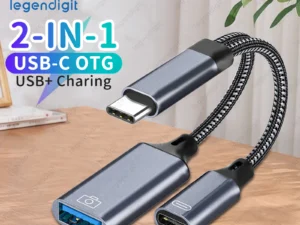 2in1 Type C to USB A OTG Cable Phone Adapter with Charging Cord and USB Port for IPhone15 16 Pro Mac iPad Samsung Huawei Laptop