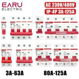 1P 2P 3P 4P DZ47 3A-125A AC 230V 400V Type C Mini Circuit Breaker MCB Short Overload Protector Din Rail Mount Breaking Capacity