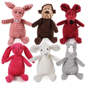 Pet Dog Molar Toy Vent Training Corduroy Monkey Pig Voice Plush Toy Dog Tooth Cleaning Supplie Dog Toys for Large Dogs