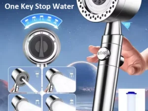 New 5 Mode Pressurized Shower Head With Filter Stop Button Water Saving Spray Nozzles Big Boost Showerhead Bathroom Accessories