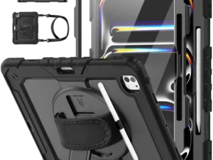 Kickstand Shockproof Case For iPad Pro 11 12.9 13 2024 Cover iPad Air 4 5 10.9 10th 11th A16 2025+Screen Protector+Shoulder Belt