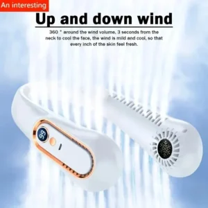 Vaneless Hanging Neck Fan, Portable USB Cooler Fan With 5 Speeds And Digital Display - Super Strong Technology And Bladeless Des