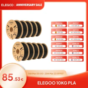 ELEGOO 1.75mm PLA Filament 2KG Set Plastic 3D PLA for 3D Printer Consumables Material for FDM 3D Printer NEPTUNE 3 PRO
