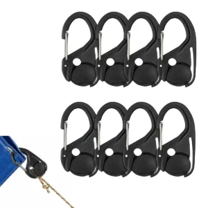 8-Piece Outdoor Automatic Tensioning Rope Clip, Adjustable Hook, Tent Fixing and Tightening Device Without Knotting Clips