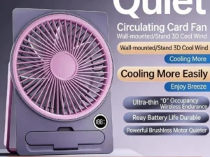 Ultra-thin Desktop Fan Digital Display USB Charging Strong Wind Portable Silent Card Style Fan Dormitory Office Summer Small Fan