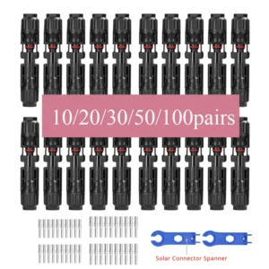 Solar PV Wire Connector 5/10/20/30/50/100 Pairs Solar Panel Connector 1000Vdc 30A Kit for PV/MC Cable 2.5/4/6mm2 Waterproof Plug