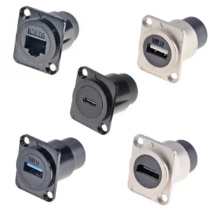 Metal D Type Module RJ45 CAT6&USB 2.0/3.0&Type C&HDMI-Jack Socket Through Network Panel Mounting Electronic Connector