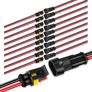 10pcs 5pairs 2 Way Car Waterproof Electrical Connector,16 AWG 2 pin Plug Auto Electrical Wire Connectors for Car, Truck, Boat