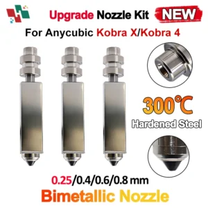 Upgrade Anycubic Kobra X/Kobra 4 Hotend Bimetallic Nozzle Heating Assembly For Anycubic Kobra X 0.2/0.4/0.6/0.8mm 3D Printer