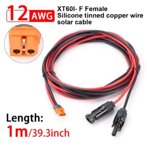 1/2/3M Solar Connector to XT60I- F Adapter 12AWG CableConnect Solar Panel Charge Cable for Solar Generator Portable Power Statio