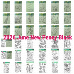 Peney Plack 2026 June New Happiness Blooms Metal Cutting Dies Silicone Stamps Scrapbooking New Make Photo Album Card Embossing
