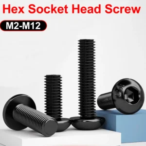 M2 M2.5 M3 M4 M5 M6 M8 M10 M12 Round Button Head Allen Cap Screw Bolt Black Grade 10.9 Carbon Steel Hexagon Screw 1Pcs-150Pcs