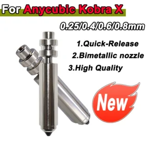 For Anycubic Kobra X Nozzle KX Bimetal Nozzles 0.25/0.6/0.8/0.4mm One-piece Hotend Nozzle Resistant 300℃ For KobraX 3D Printer