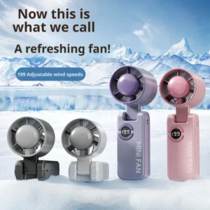2026 New Portable Handheld Fan199 High-speed Powerful Adjustable Turbo USB RechargeableFans LED Display MINI Turbo Fan