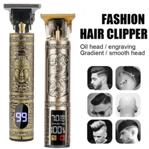 Rechargeable Mens T9 Carving Hair Clipper Vintage Portable USB Cleaning Barber Professional Hair Cutting Machine Beard Trimmer