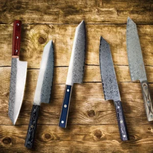 DamascusPattern Chef Knife Kitchen Knives Pattern Sharp Japanese Santoku Knife Cleaver Slicing Knife Solid Wood Handle Cuchillos