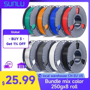 SUNLU Filament Silk PLA+/PETG/Rainbow Silk/Wood/PLA Mix Color 250g/roll 1.75mm Bundle Neatly Wound Individually Vacuum Packed