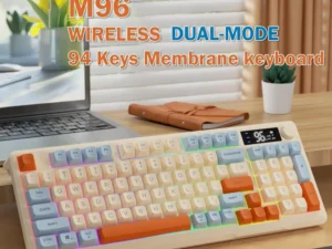 ZIYOU LANG Wireless Gaming Keyboard with Display Screen & Knob, Bluetooth/2.4GHz Quiet Membrane Keyboard, 3000mAh Rechargeable
