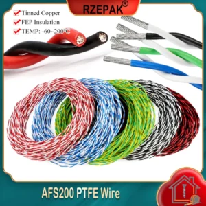2~50m AFS200 PTFE Wire 26/24/22/20/18/17/15/13AWG 600V Twised Pair FEP Insulated Tinned Copper High Temperature Electric Cable