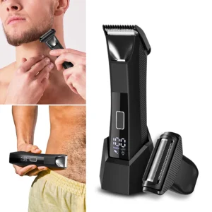 Groin & Body Hair Trimmer-Dual-Head SkinSafe Trimmer & Foil Blades, Waterproof Wet/Dry Groomer, USB-C Rechargeable trimmer