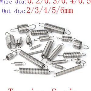 10pcs/lot 0.3mm 0.4mm 0.5mm stainless steel Tension spring with O hook extension spring