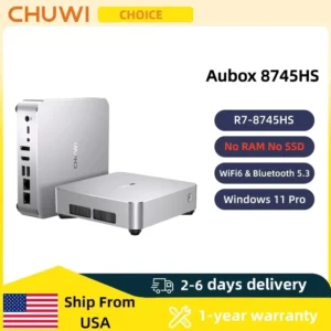 CHUWI Mini PC AuBox AMD Ryzen7 8745HS With Oculink DDR5 No RAM No ROM No OS WiFi6 BT5.2 2.5G LAN Support Quad DisplaysUp to 4K Desktop Gaming Computer Mini PC
