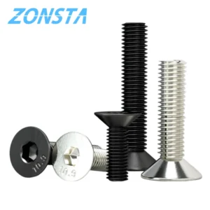 Allen Key Head Screw M2 M2.5 M3 M4 M5 M6 Countersunk Flat head Hexagon Socket Bolt 304 Stainless Steel Screws Grade 10.9 Black