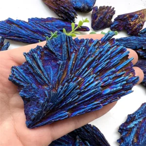 Natural Black Tourmaline Peacock Feather Electroplated Crystal Healing Reiki Mineral Specimen Rainbow Rocks Diy Home Decoration
