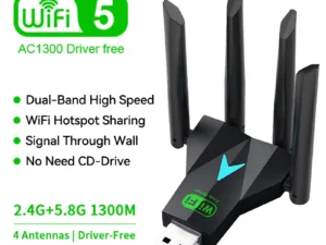 Dual Band 1300Mbps WiFi USB Adapter 2.4G/5Ghz Wi-Fi Dongle USB3.0 802.11AC 4-Antenna Wireless Receiver For PC/Laptop Driver Free