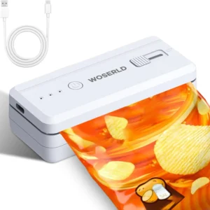 Portable 2-in-1 Mini Bag Sealer with Heat Seal & Cutter Magnetic Handheld Chip Bag Sealer for Snacks Candies Food Storage
