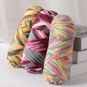 2 PCs Colorful 5-strand Dyed Milk Cotton Baby Sweater Yarn Self Woven Scarf Medium Thick Handmade DIY Woven Crochet Material Bag