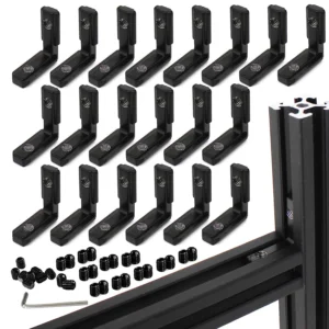 20pcs Black 2020 Series L-Shape Interior Inside Corner Connector Joint Bracket with Screws for 20x20 Series Aluminum Extrusion